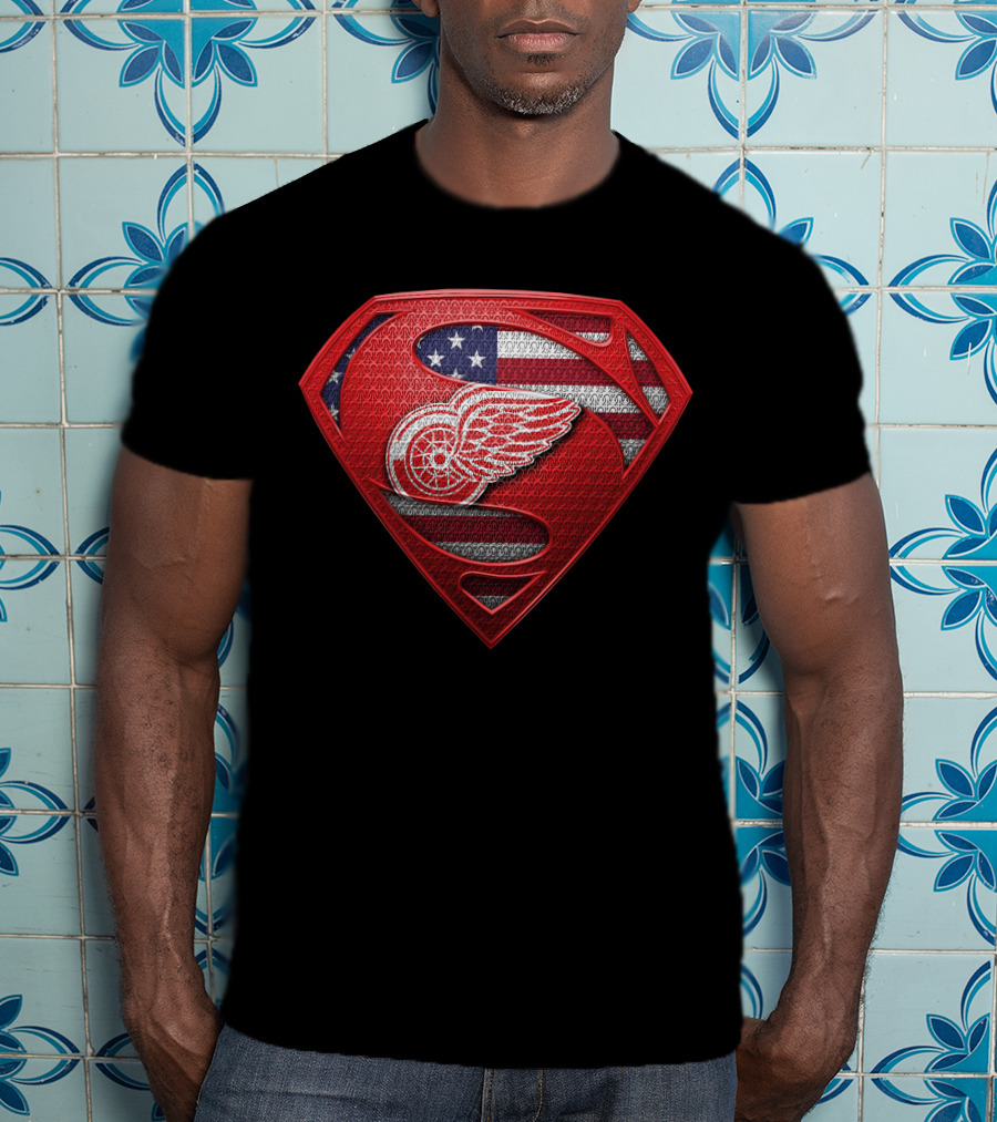 Detroit Red Wings American Flag Superman T-Shirt