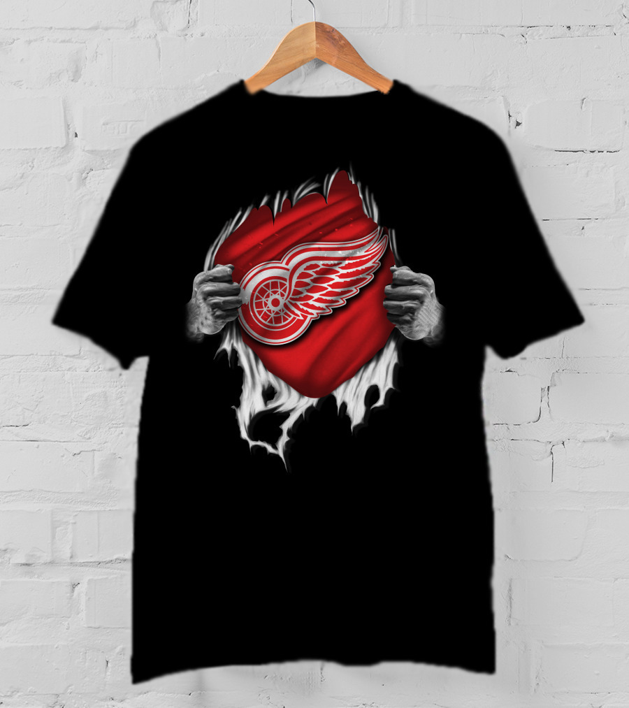 Torn Detroit Red Wings Logo Reveal T-Shirt