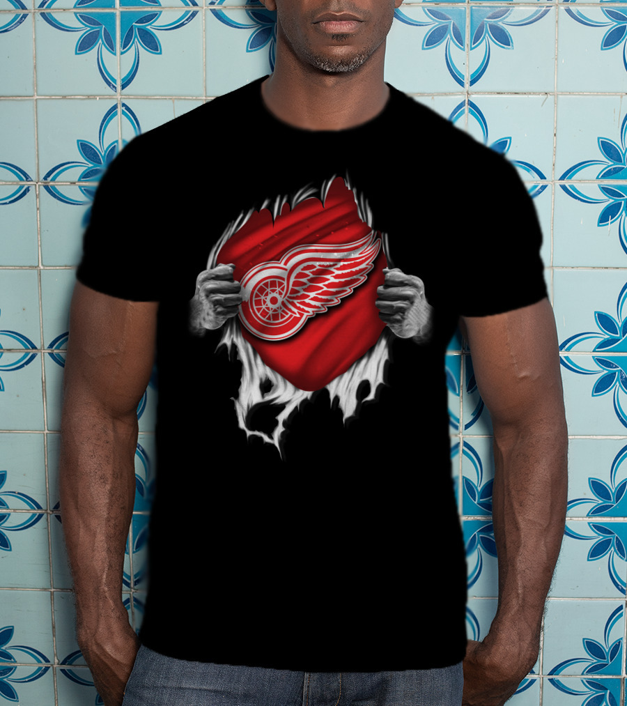 Torn Detroit Red Wings Logo Reveal T-Shirt