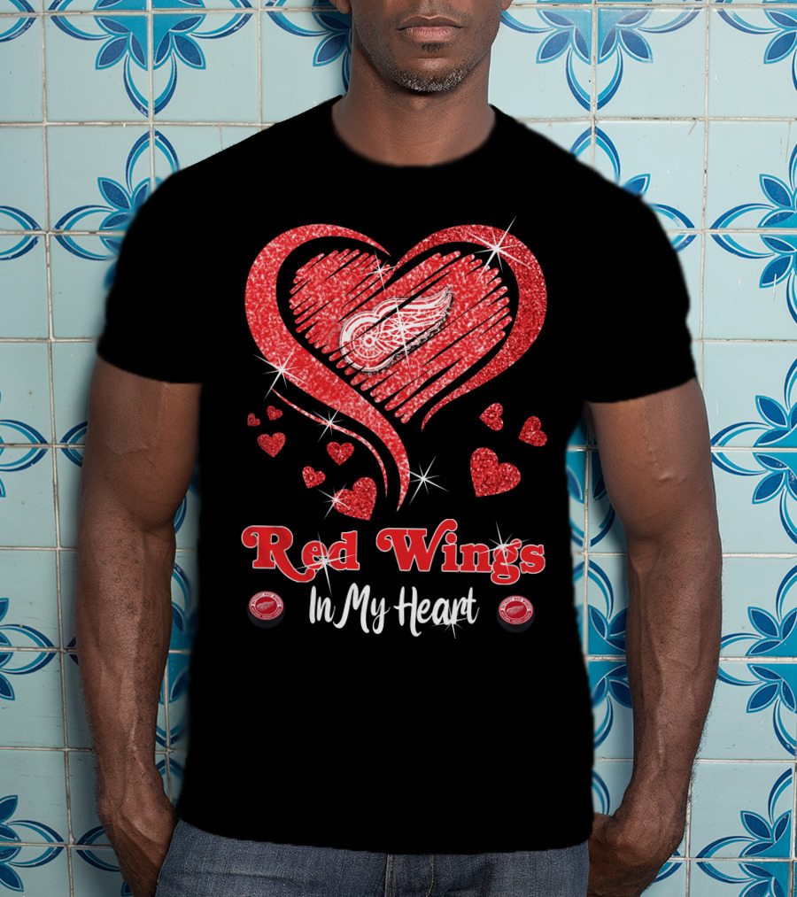 Red Wings In My Heart Detroit Love T-Shirt