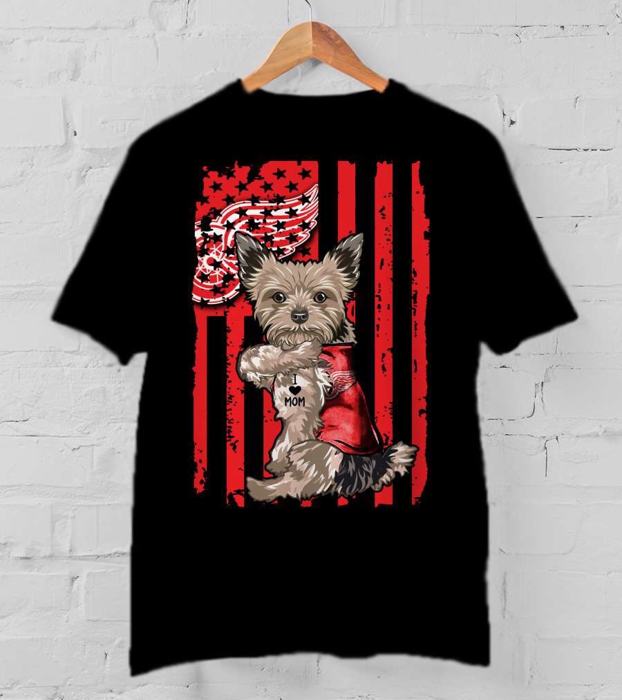 Yorkshire Terrier I Love Mom Detroit Red Wings T-Shirt