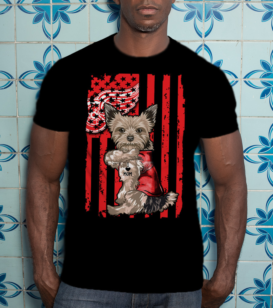 Yorkshire Terrier I Love Mom Detroit Red Wings T-Shirt