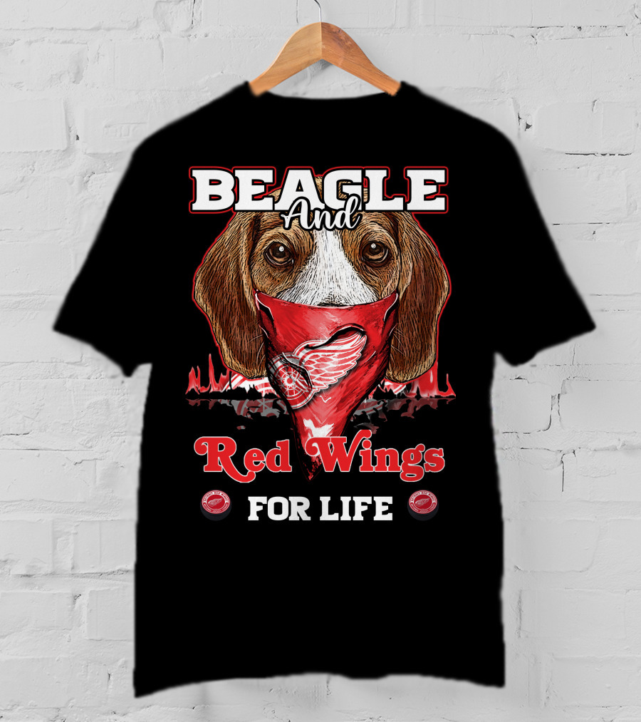 Beagle And Detroit Red Wings For Life T-Shirt
