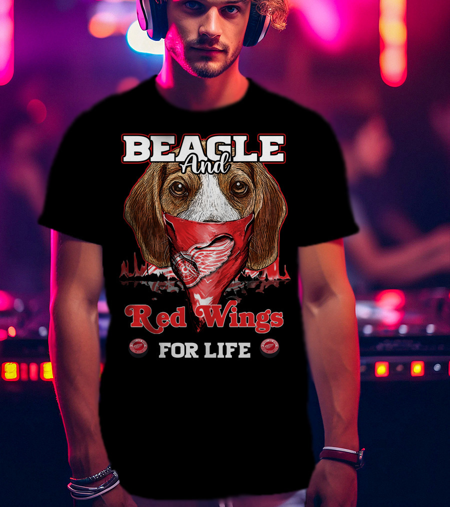 Beagle And Detroit Red Wings For Life T-Shirt