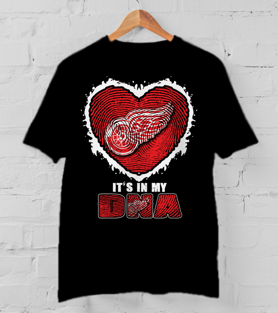 Detroit Red Wings It's In My DNA Heart Fingerprint T-Shirt