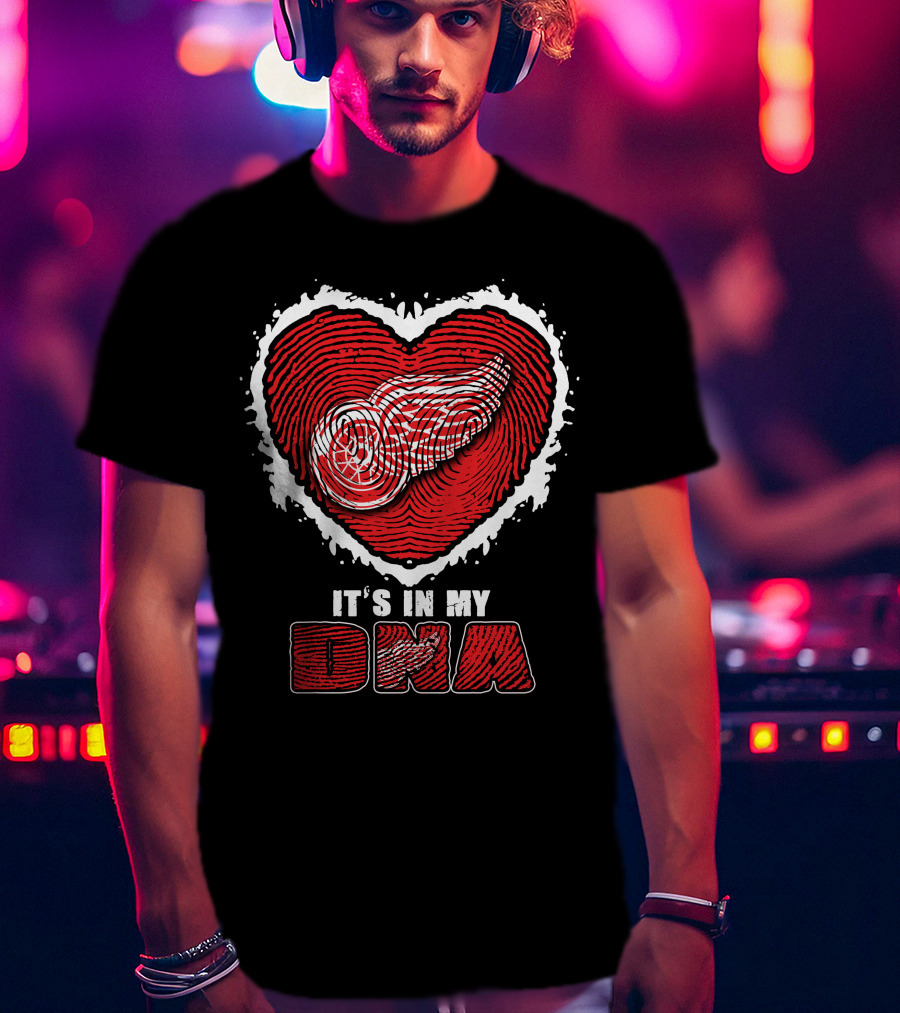 Detroit Red Wings It's In My DNA Heart Fingerprint T-Shirt