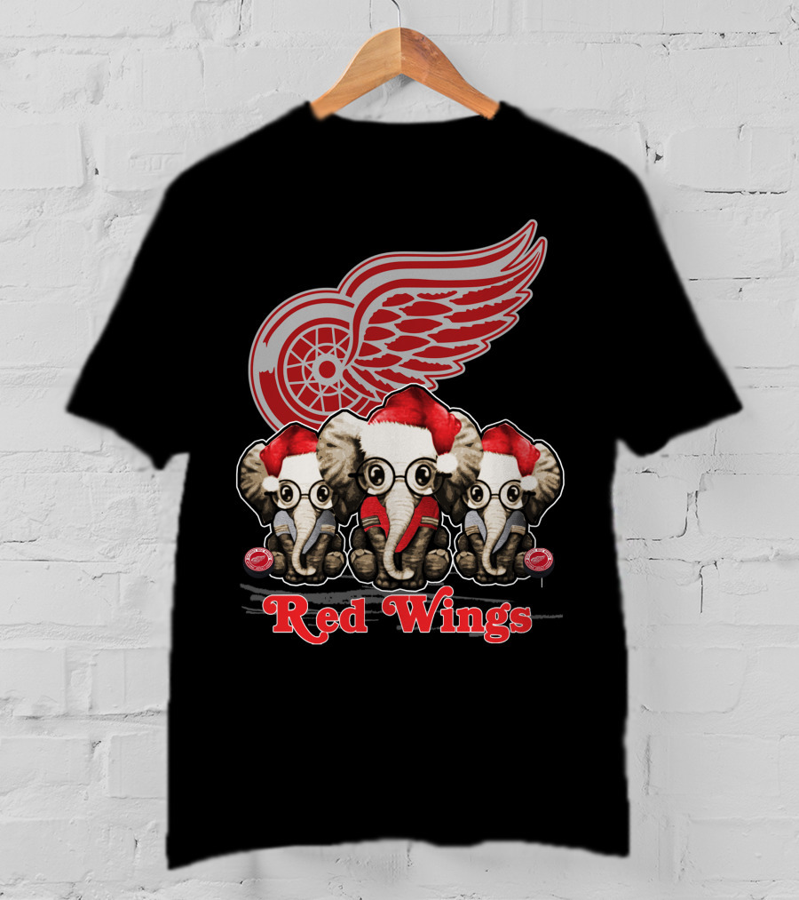Red Wings Santa Elephants Christmas Detroit T-Shirt