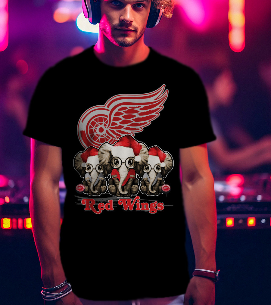 Red Wings Santa Elephants Christmas Detroit T-Shirt