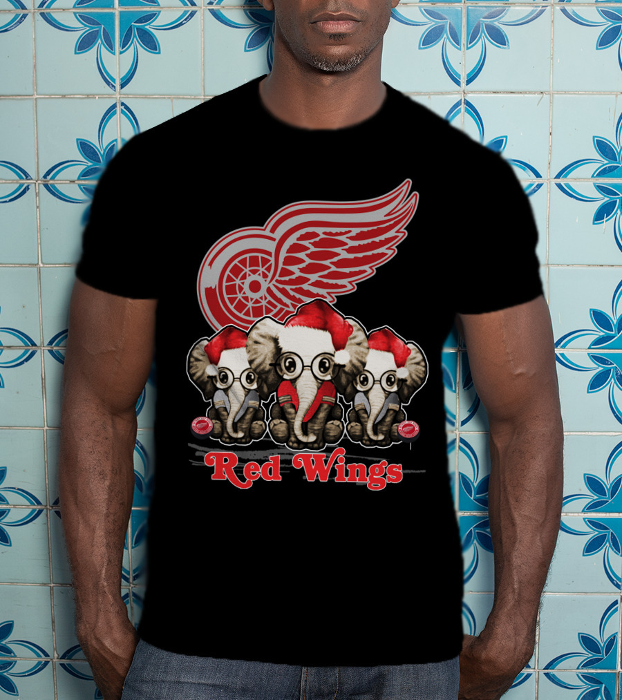Red Wings Santa Elephants Christmas Detroit T-Shirt
