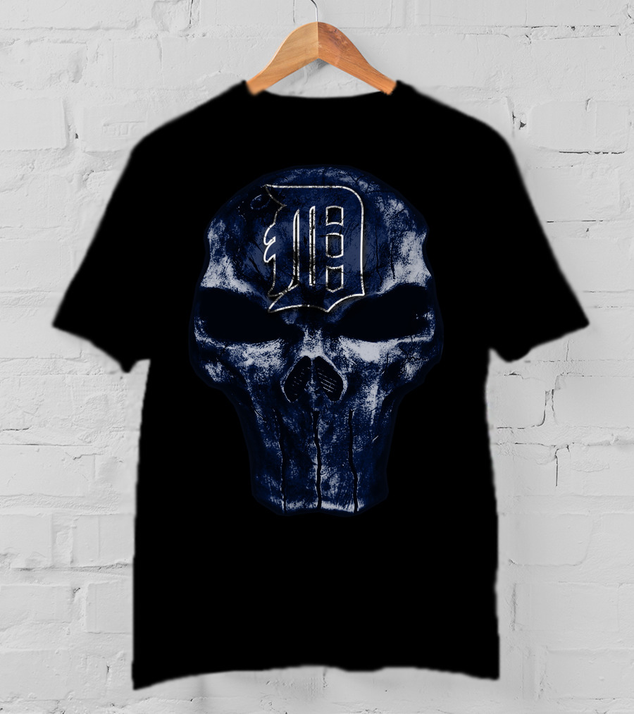 Detroit Tigers Skull Logo Dark T-Shirt