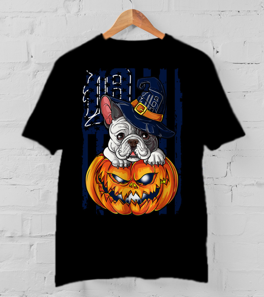 Hlw Bulldog Detroit Tigers Halloween Pumpkin T-Shirt