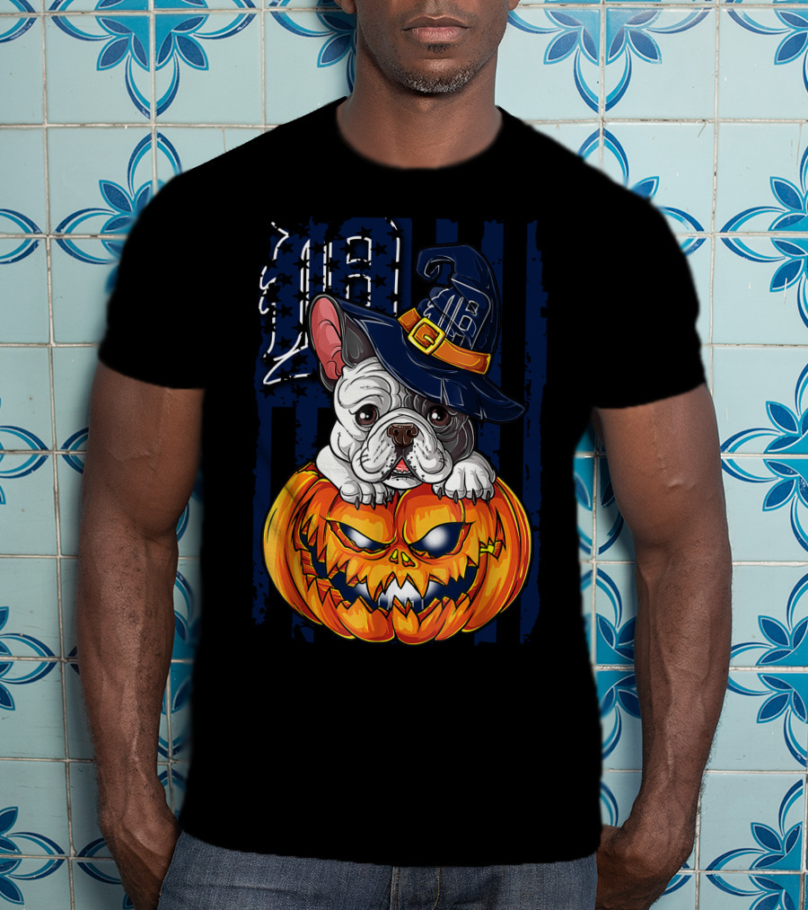 Hlw Bulldog Detroit Tigers Halloween Pumpkin T-Shirt