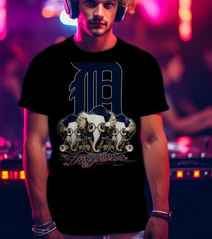 Detroit Tigers Elephants Christmas T-Shirt