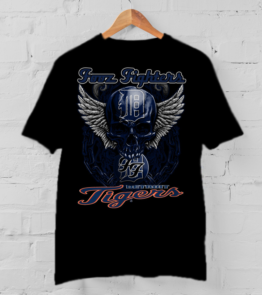 Foo Fighters Detroit Tigers Skull Wings D T-Shirt