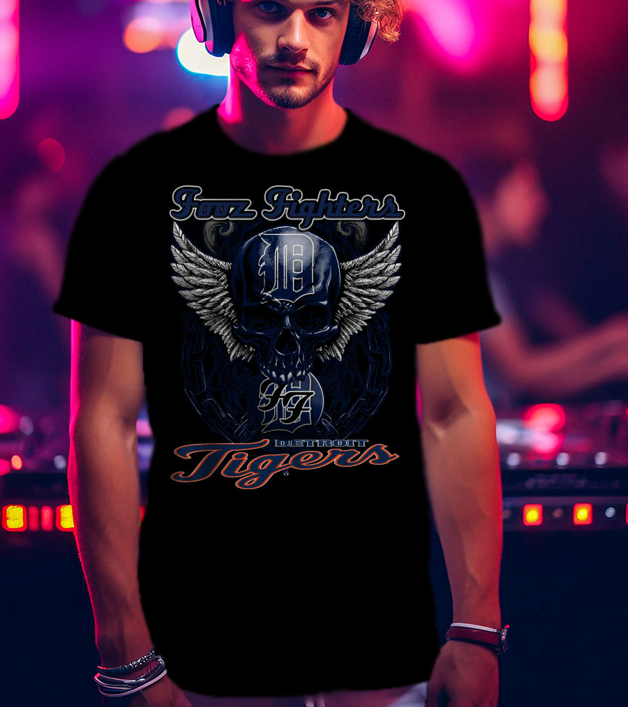 Foo Fighters Detroit Tigers Skull Wings D T-Shirt