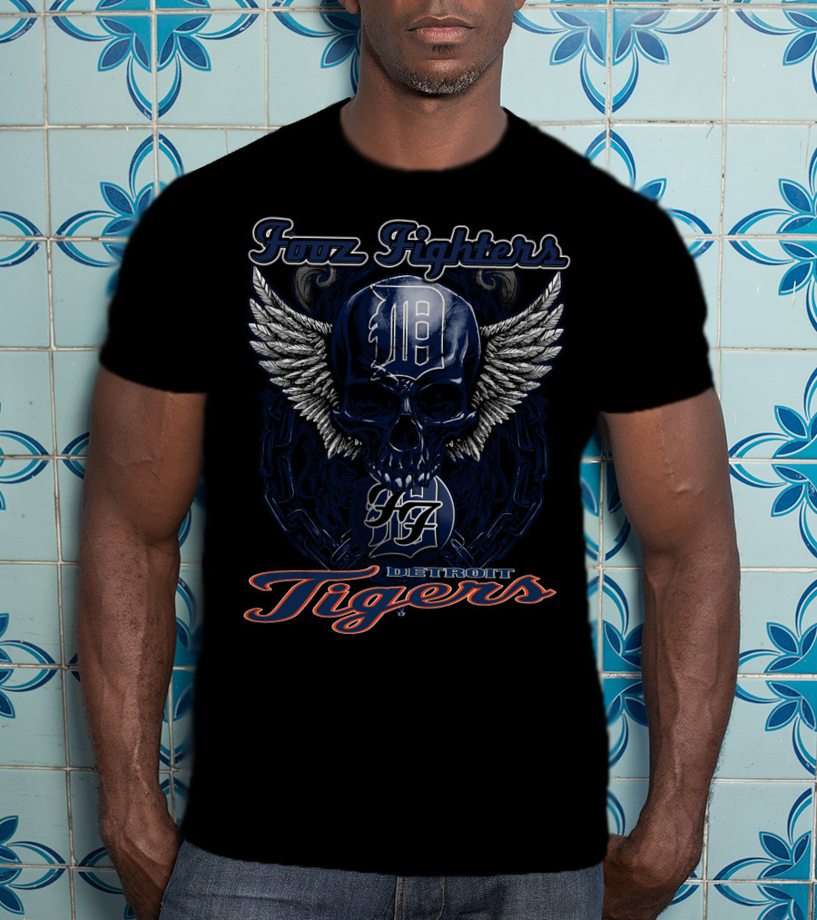 Foo Fighters Detroit Tigers Skull Wings D T-Shirt