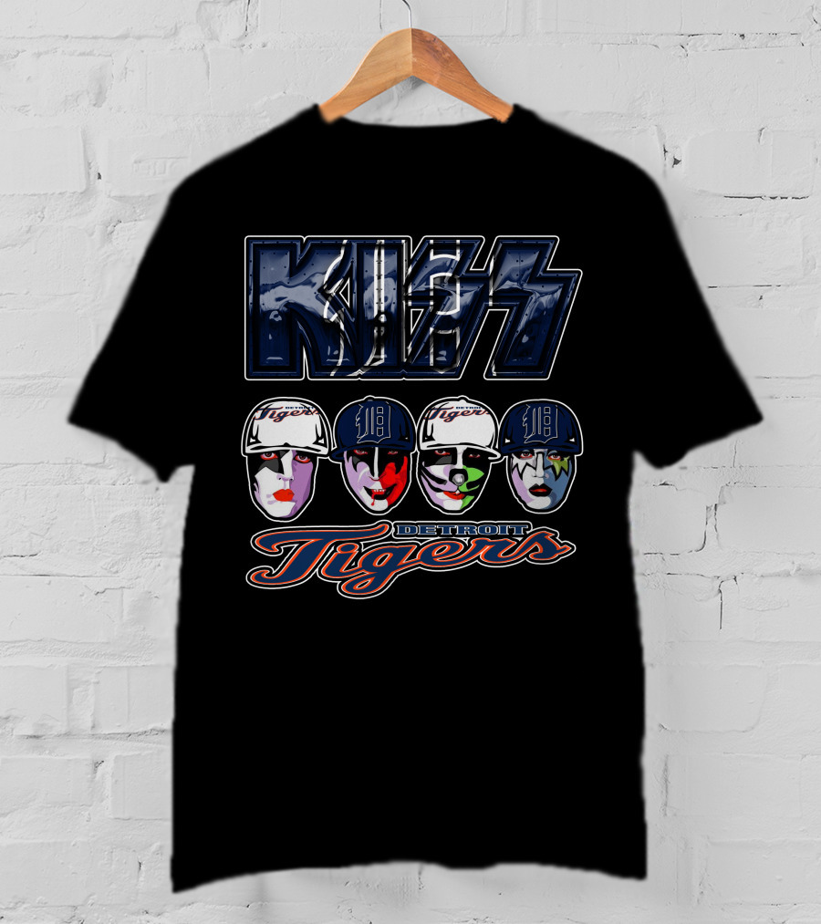 Kiss Detroit Tigers Faces Baseball Crossover T-Shirt