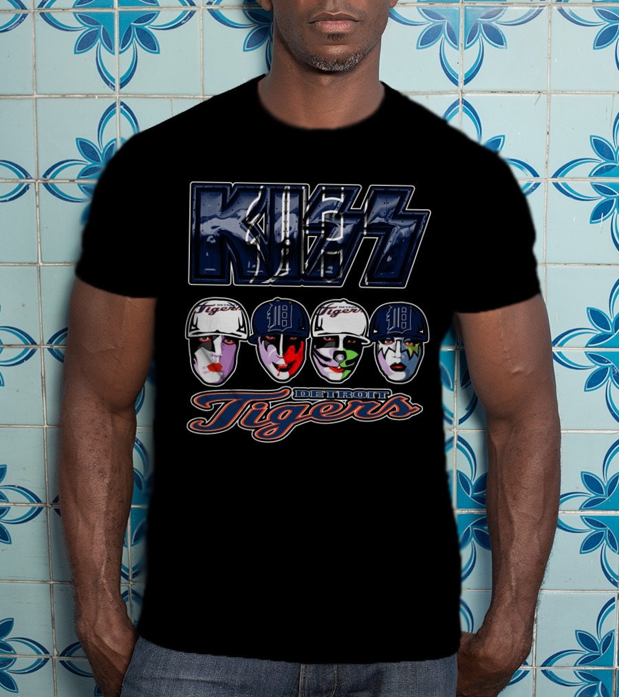Kiss Detroit Tigers Faces Baseball Crossover T-Shirt