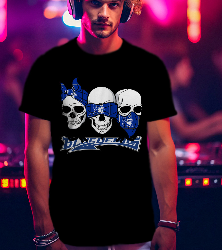 3 Skull Bandana Blue Devils T-Shirt
