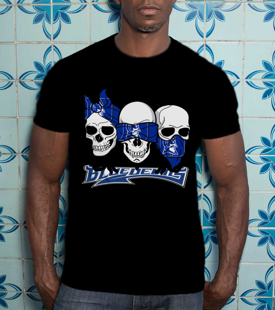 3 Skull Bandana Blue Devils T-Shirt
