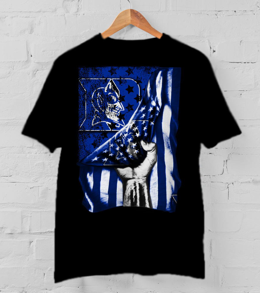 USA Flag With Duke Blue Devils Symbolic T-Shirt