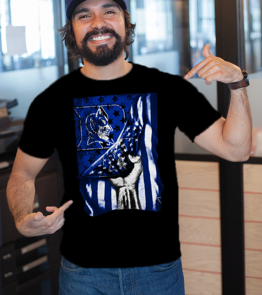 USA Flag With Duke Blue Devils Symbolic T-Shirt
