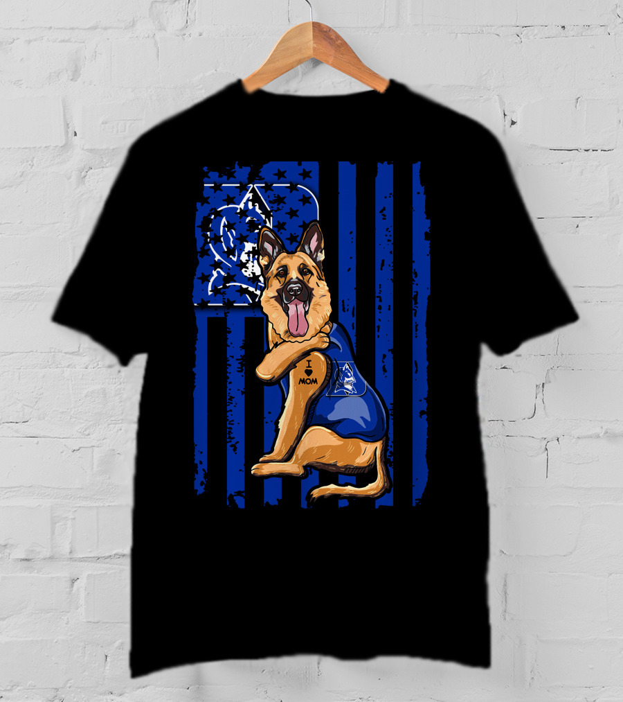 German Shepherd I Love Mom Duke Blue Devils Flag T-Shirt