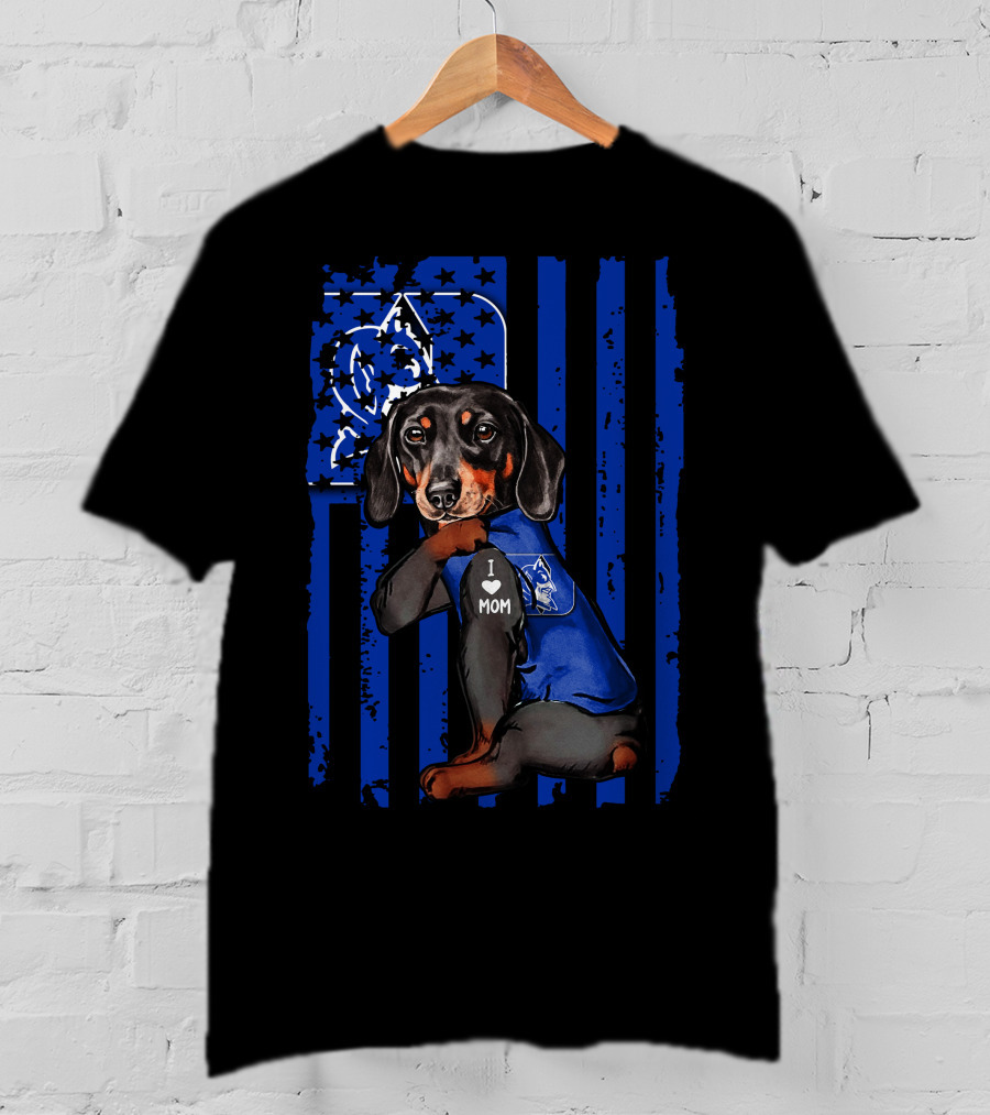 Dachshund I Love Mom Duke Blue Devils T-Shirt