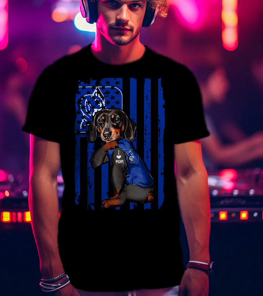 Dachshund I Love Mom Duke Blue Devils T-Shirt