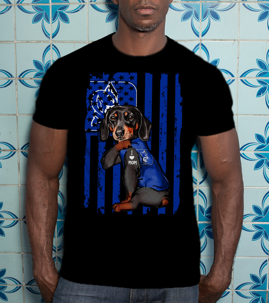 Dachshund I Love Mom Duke Blue Devils T-Shirt