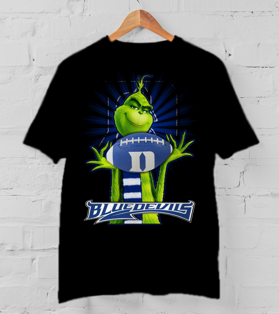 Grinch Holding Duke Blue Devils Football T-Shirt