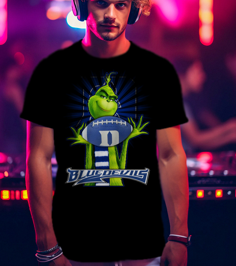 Grinch Holding Duke Blue Devils Football T-Shirt