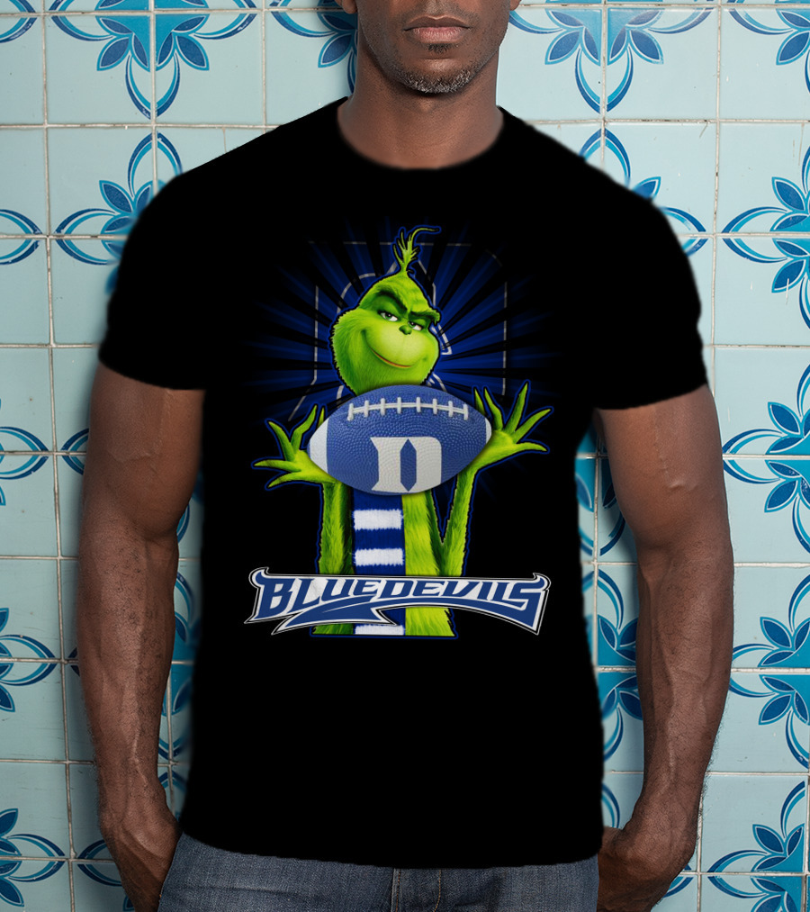 Grinch Holding Duke Blue Devils Football T-Shirt