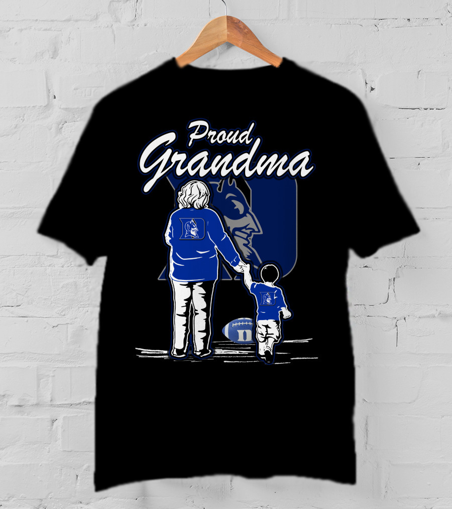 Proud Grandma Duke Blue Devils Football Fan With Child Walking Iconic T-Shirt