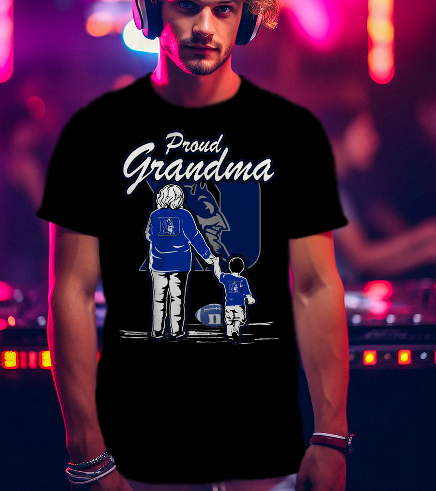 Proud Grandma Duke Blue Devils Football Fan With Child Walking Iconic T-Shirt