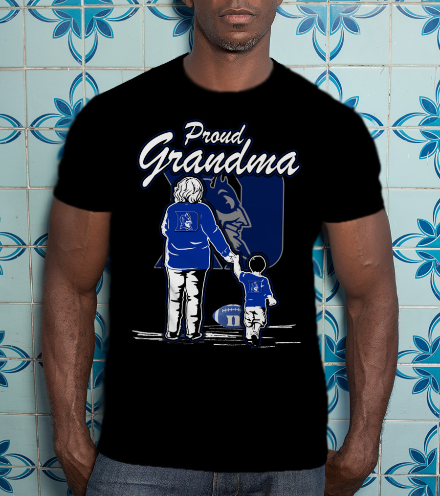 Proud Grandma Duke Blue Devils Football Fan With Child Walking Iconic T-Shirt