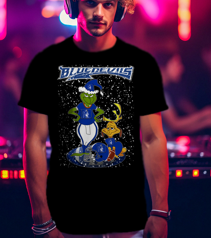 Grinchxmas Blue Devils Snowy Football Fan T-Shirt