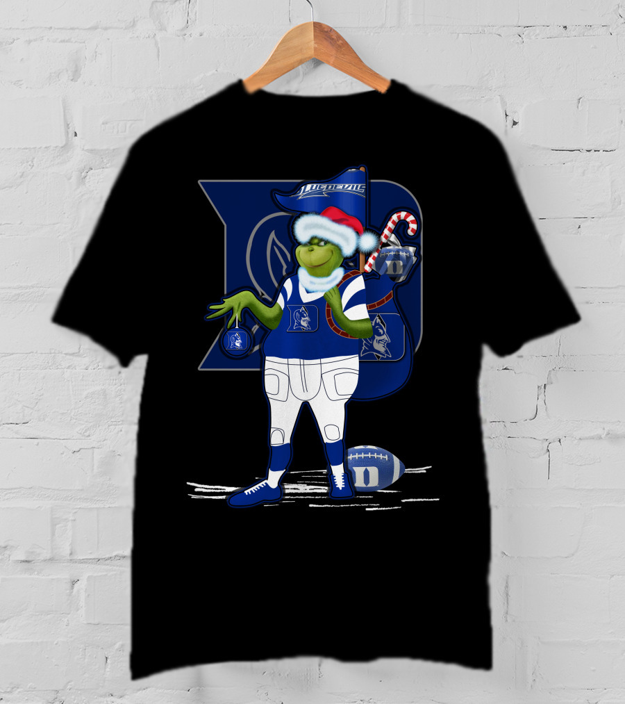 Grinchxmas Duke Blue Devils Football Santa Claus Festive Crossover T-Shirt