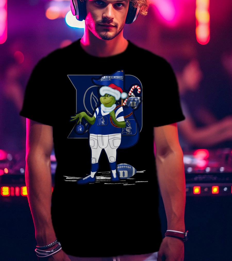 Grinchxmas Duke Blue Devils Football Santa Claus Festive Crossover T-Shirt