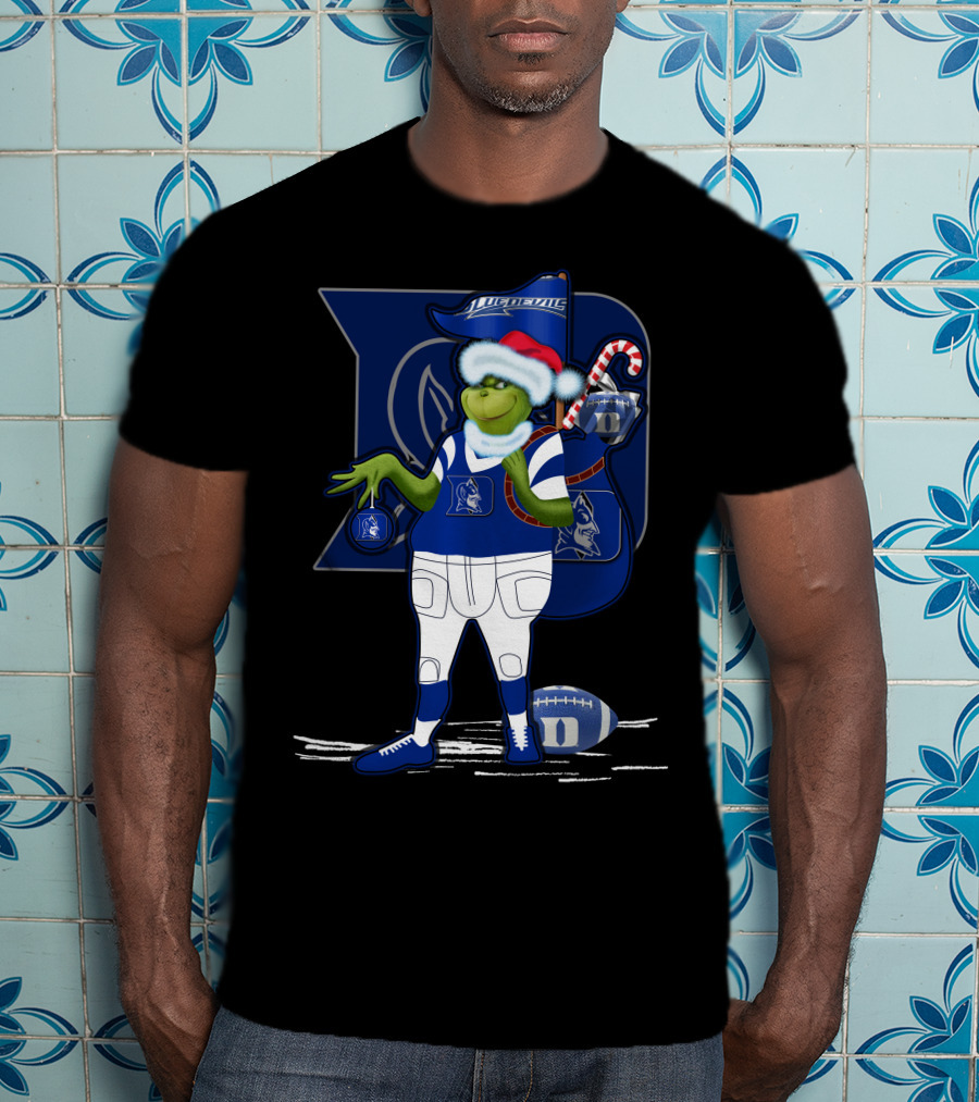 Grinchxmas Duke Blue Devils Football Santa Claus Festive Crossover T-Shirt