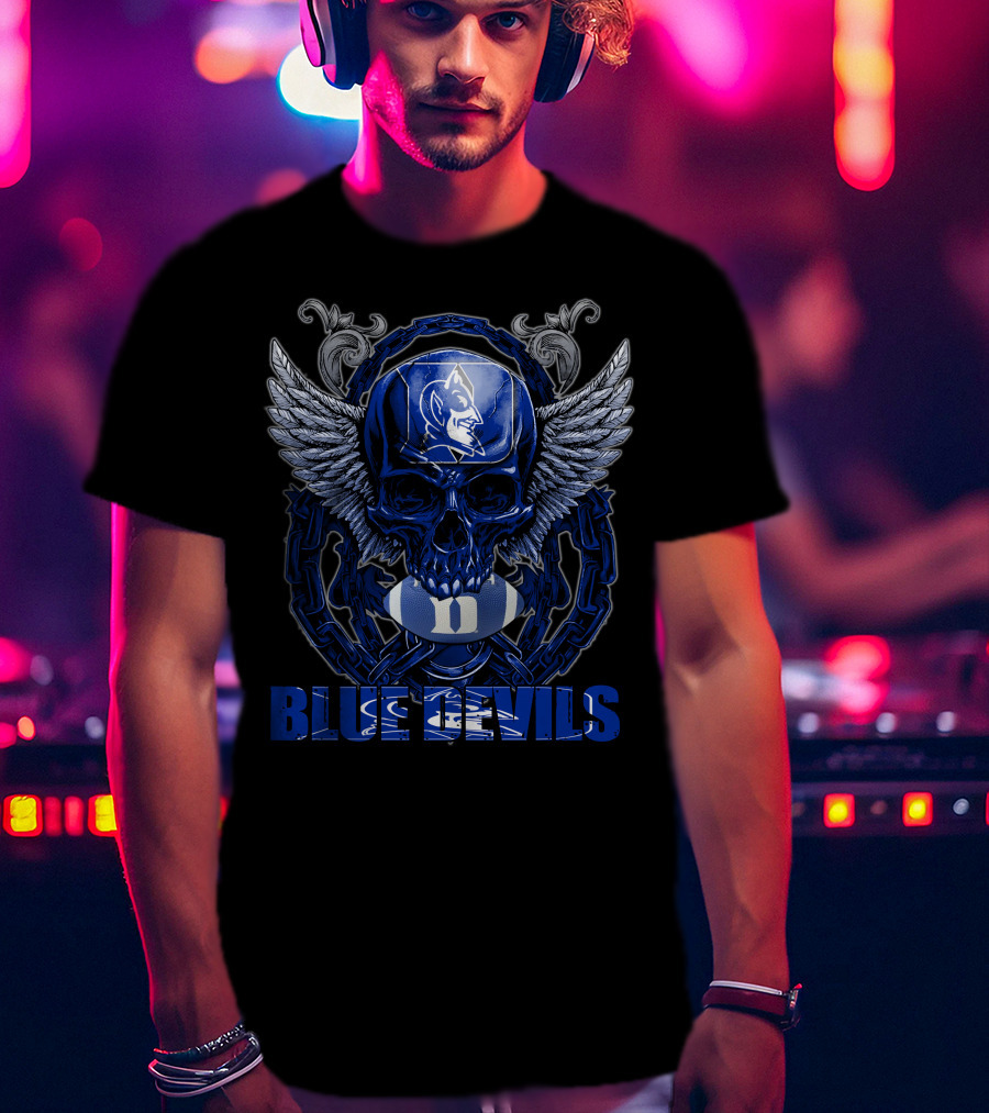 Skullfb Blue Devils Winged Skull T-Shirt