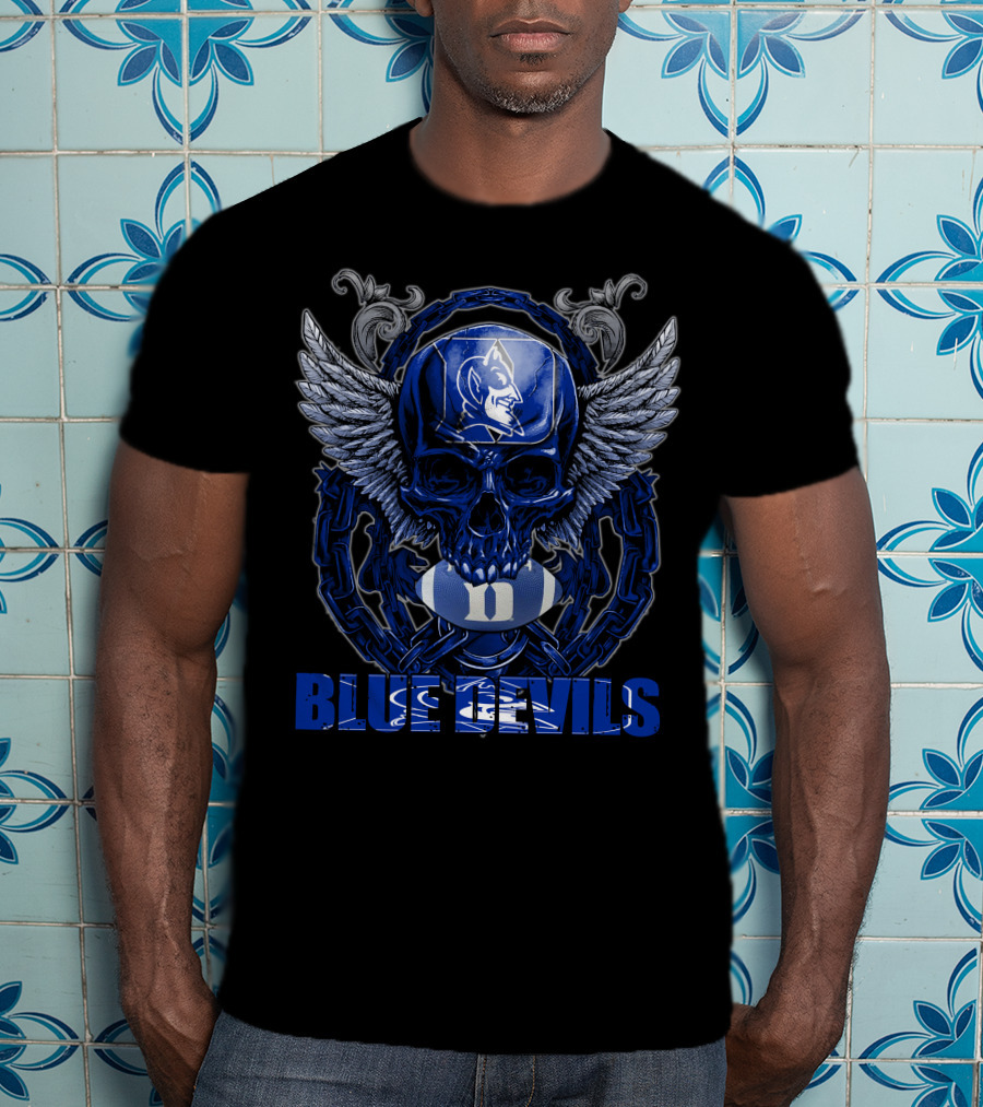 Skullfb Blue Devils Winged Skull T-Shirt