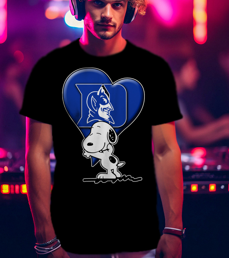 Snoopy Hugging Duke Blue Devils Heart T-Shirt