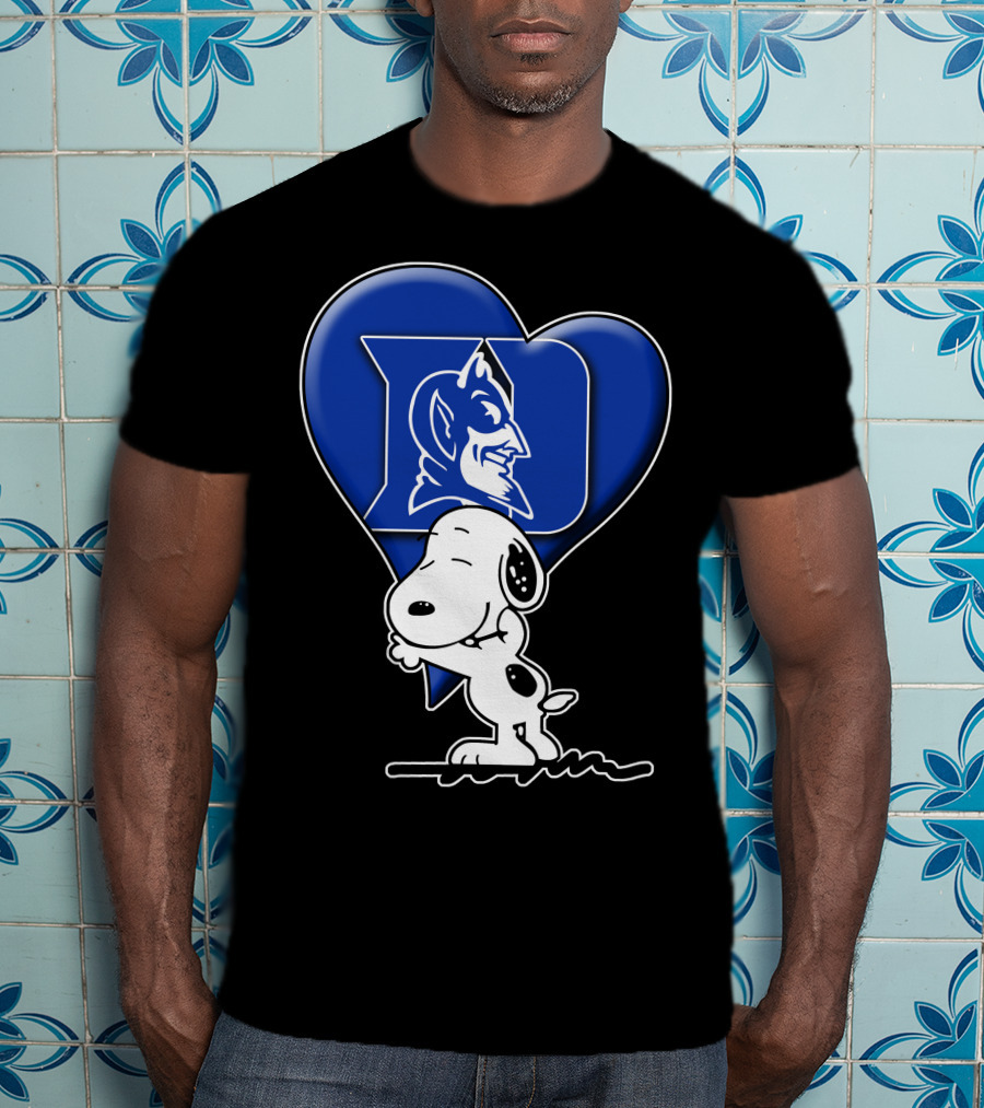 Snoopy Hugging Duke Blue Devils Heart T-Shirt
