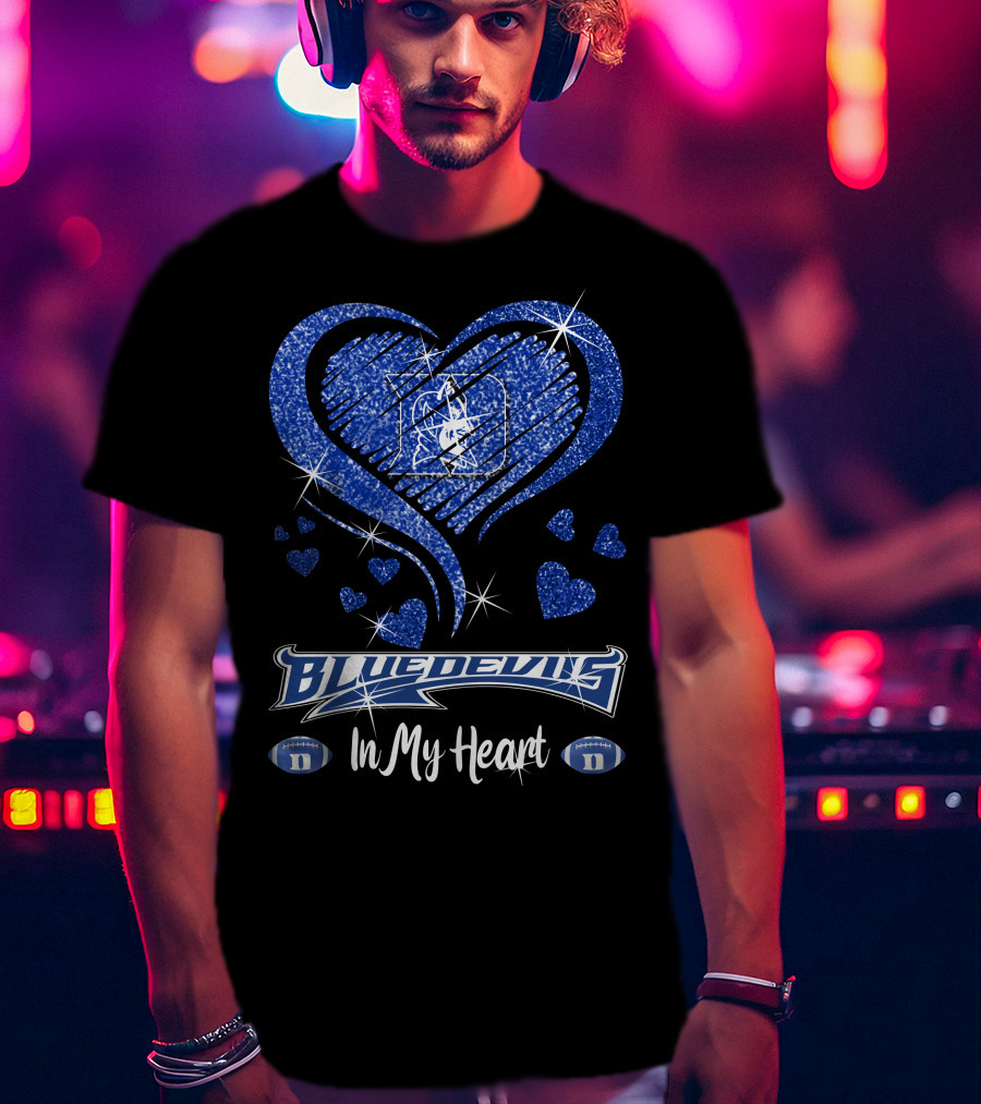 Blue Devils Heart Football Team Spirit In My Heart T-Shirt