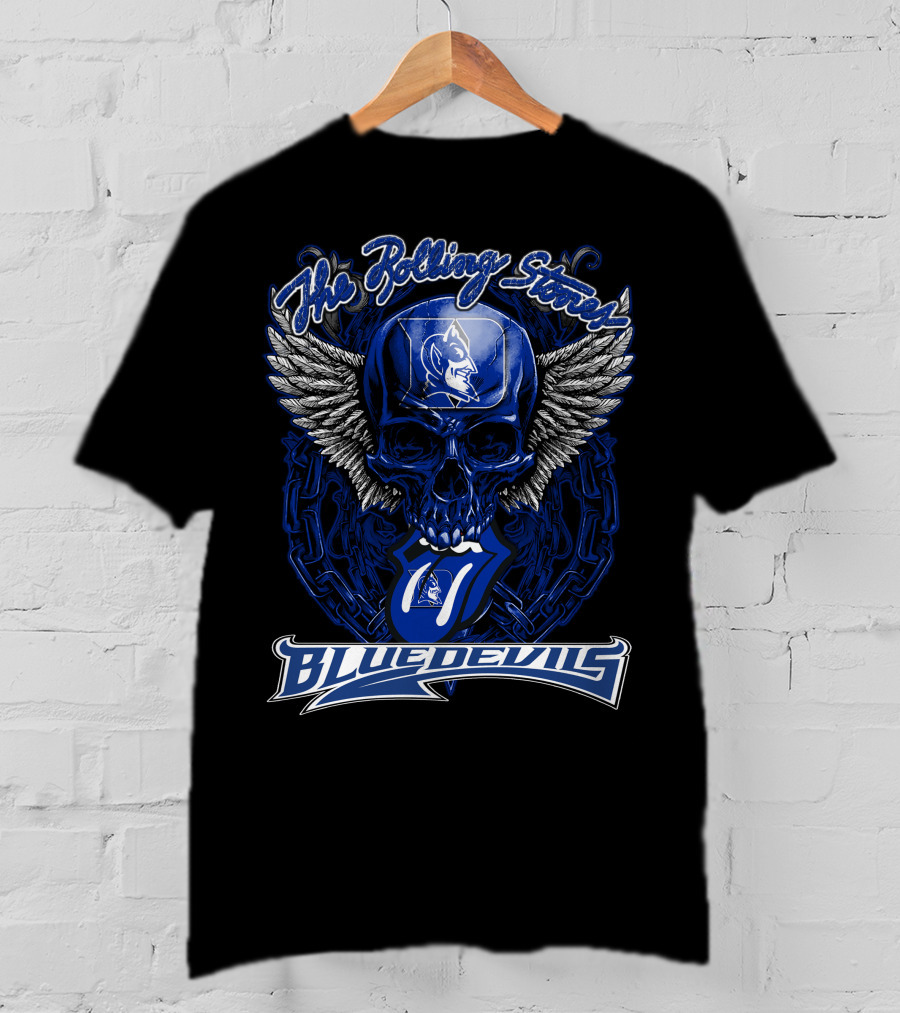 The Rolling Stones Duke Blue Devils Skull With Wings And Tongue T-Shirt