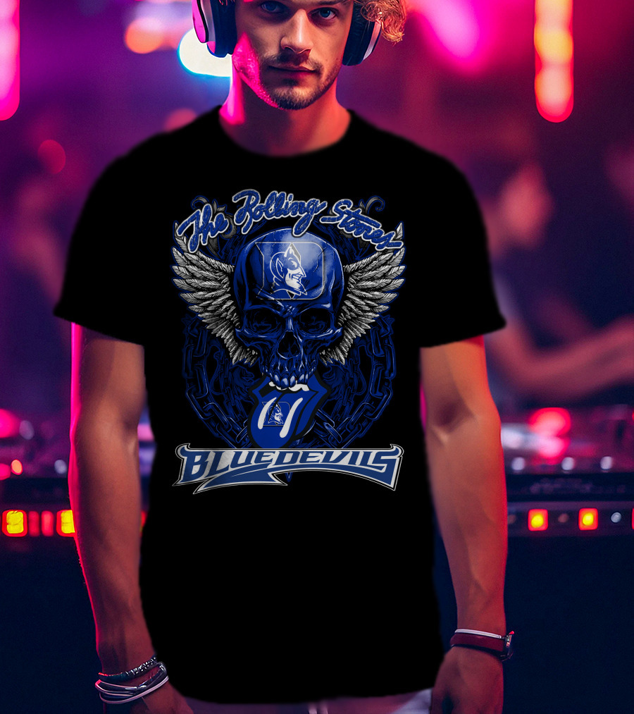 The Rolling Stones Duke Blue Devils Skull With Wings And Tongue T-Shirt