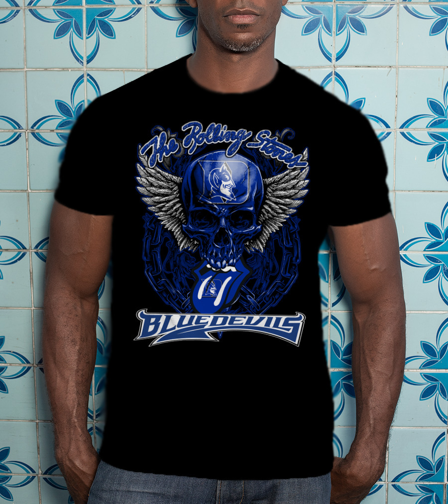 The Rolling Stones Duke Blue Devils Skull With Wings And Tongue T-Shirt