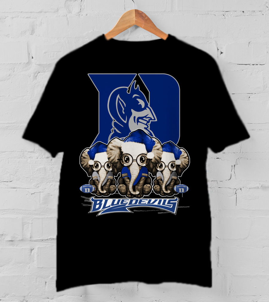 Elephant Xmas Duke Blue Devils Holiday Trio T-Shirt