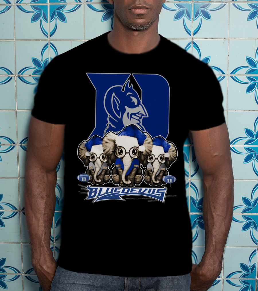 Elephant Xmas Duke Blue Devils Holiday Trio T-Shirt